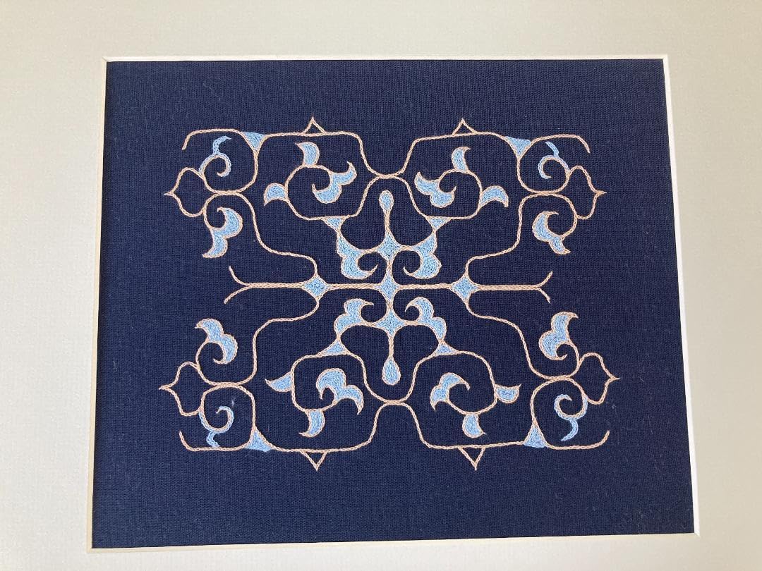 アイヌ刺しゅう 紺地にベージュ タペストリー 64㎝×72㎝ 【公式通販】