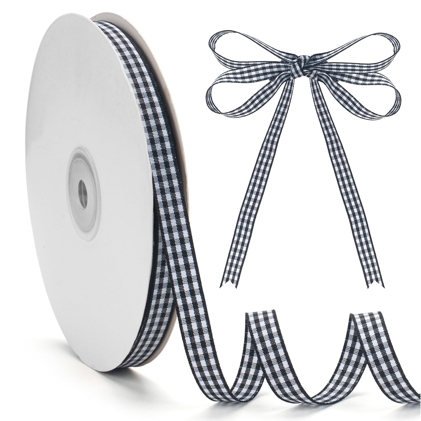 Yuanchu Blauw-Wit Gingham Tape 1cm X 45m – Ruitjesband Voor DIY, Cadeauverpakking En Picknick – 1 Rol