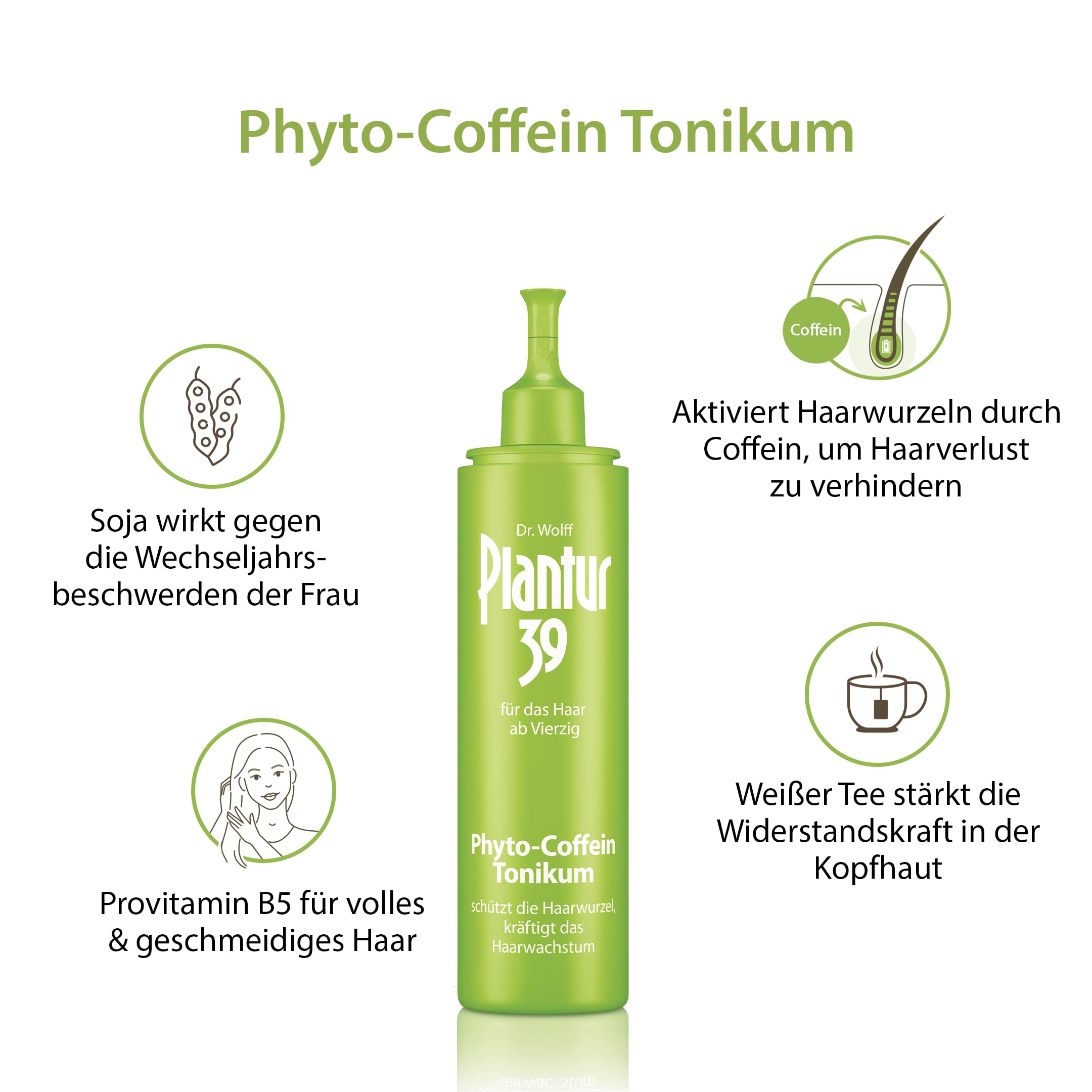 Plantur 39 Phyto-Coffein-Tonikum - 3 x 200 ml - Haarwasser zur Vorbeugung vor menopausalem Haarausfall – mit Vitalstoffen aus der Soja-Pflanze – unabhängig von der Haarwäsche anwendbar