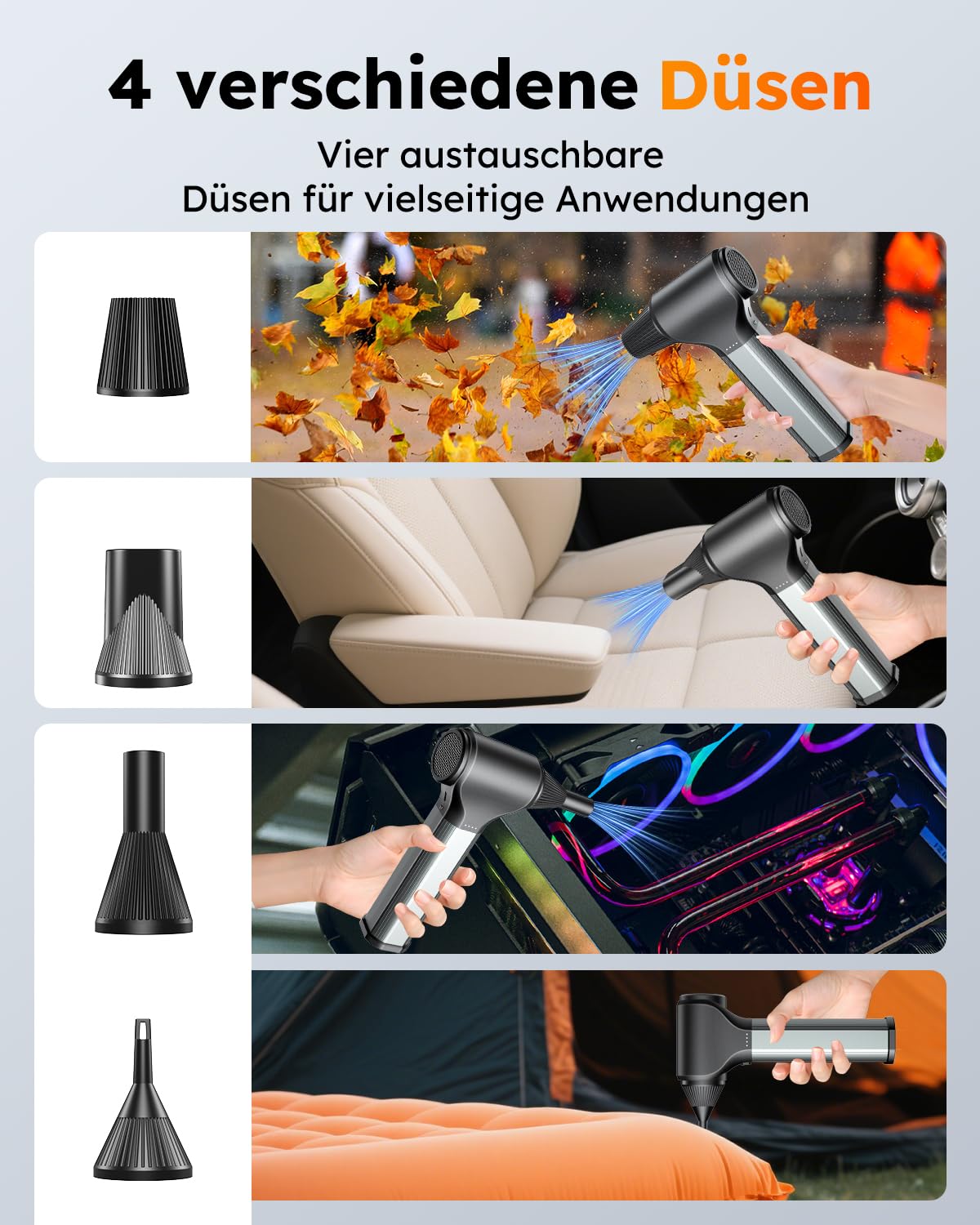 Soffiatore ad Aria Compressa Elettrico 330000 Giri/min, Spray ad Aria ad Alta Pressione, Mini Air Duster Potente – Kit di Pulizia Senza Fili per PC, Laptop, Auto, Divano e Apparecchi da Ufficio