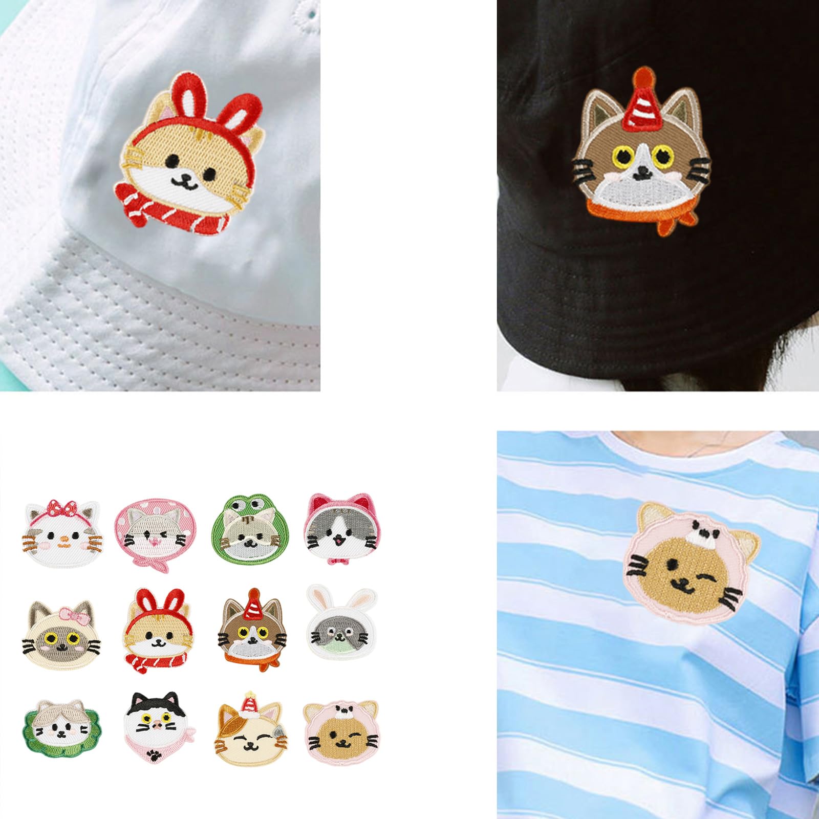 12 Pz Cartoon Cats Iron On Patch Abbigliamento Patch di Riparazione Animali Toppe Ricamo Patch Per La Decorazione Della