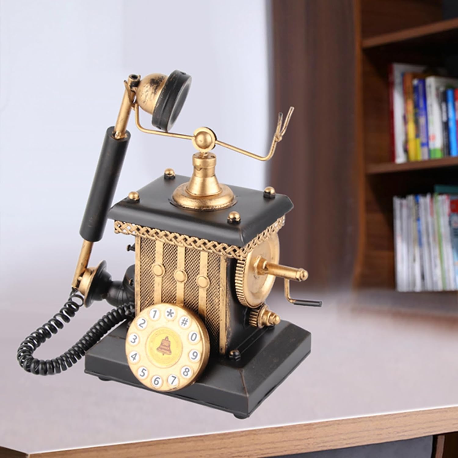 Telephone Decor Decoration Ornaments Hand Cranked Window Model House European Adornment Telephone Decorative