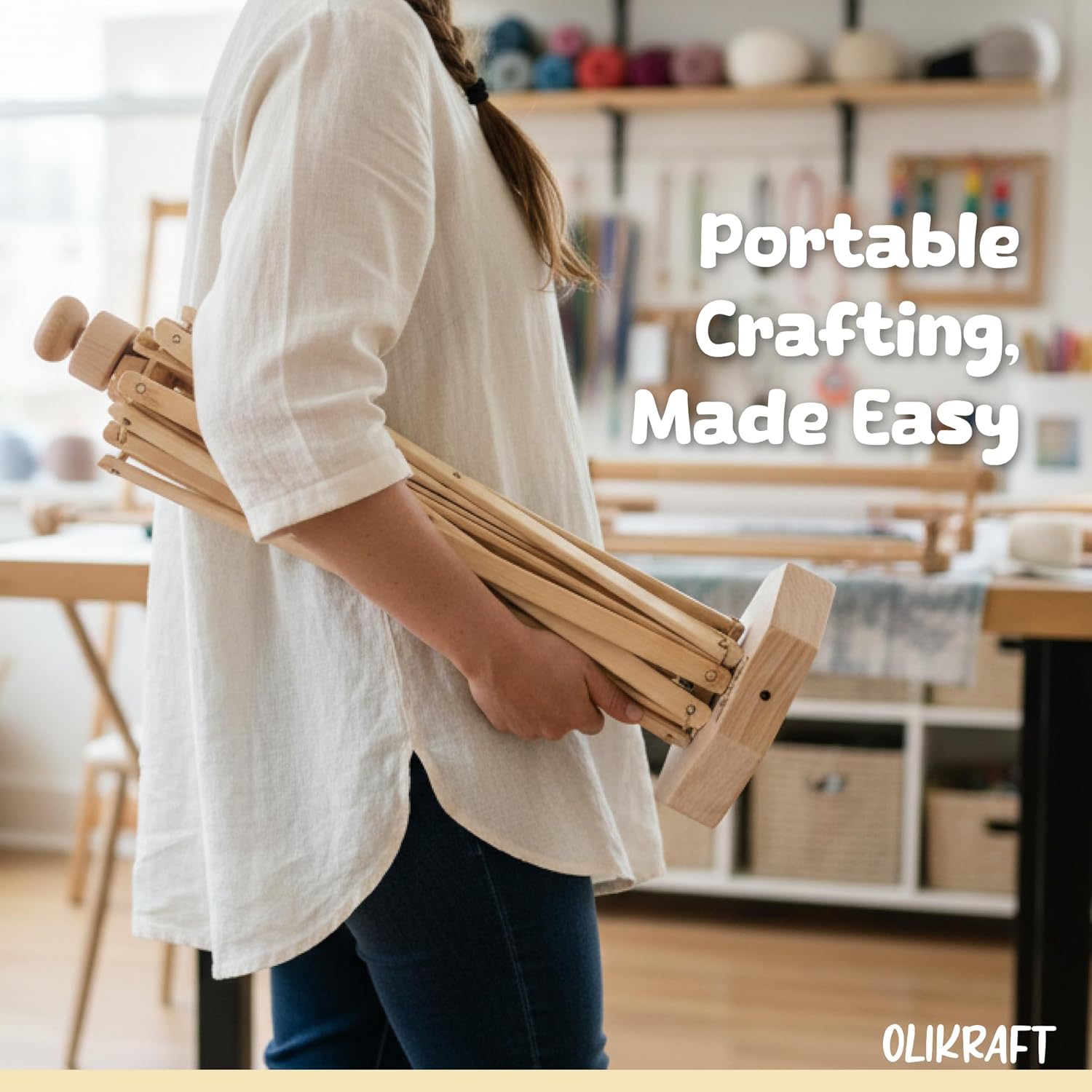 Olikraft Wooden Yarn Swift | Lightweight Reverse Yarn Umbrella Swifts | Ball Swift | Skein Winder | No Clamp Required (Patented)