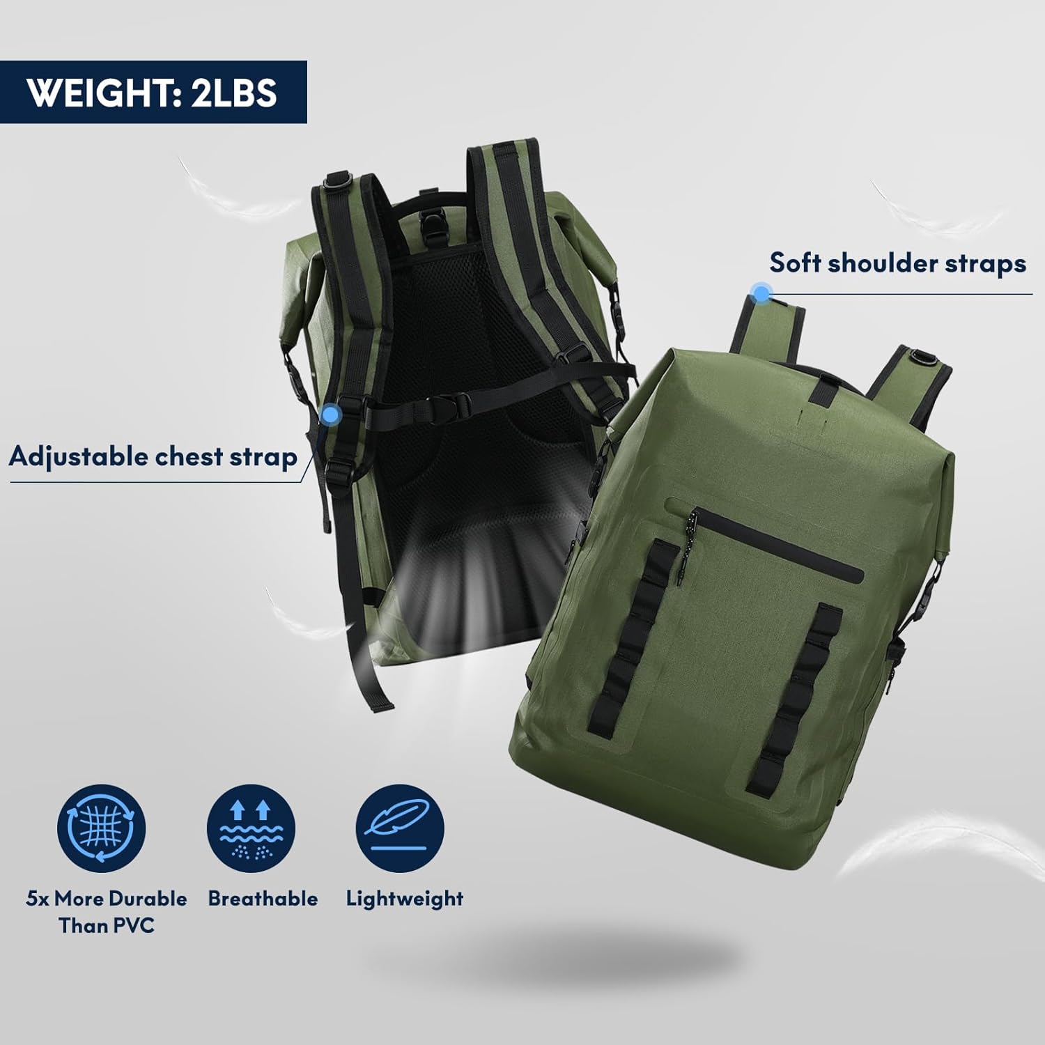 Haimont Waterproof Dry Backpack 30L TPU Lightweight Roll Top Dry Bag for Men Women, Beach, Kayaking, Travel, Hiking - Image 5