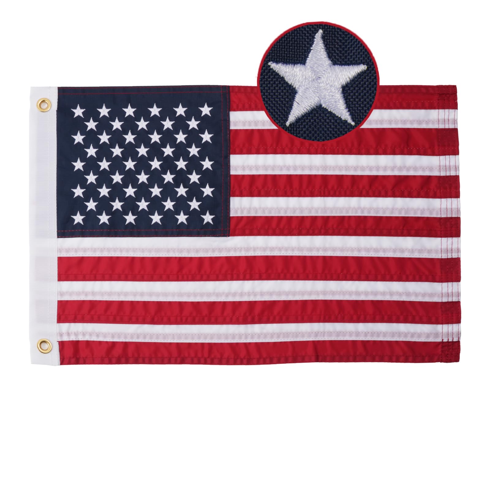 AZCOVER American Flag 12x18 Inch, USA Boat Flag for Outside, Nylon Small American Flags with Embroidered Stars Sewn Stipes and Brass Grommets for Marine UTV Yacht