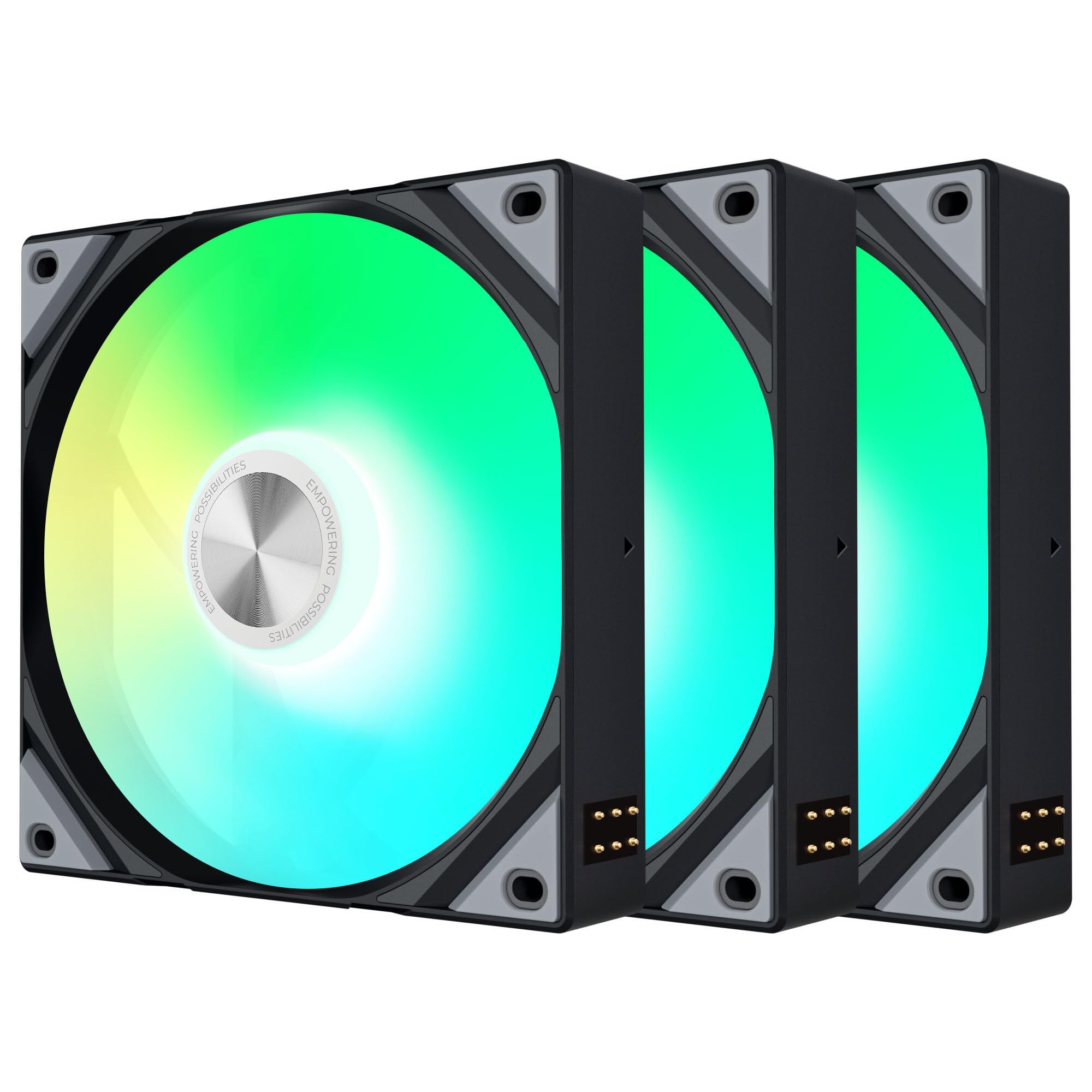 TRYX ROTA SL ARGB 120 Lama Inversa Nera – Ventola RGB PWM da 120mm in confezione da 3 per case PC e radiatori, collegamento a catena con cavo magnetico