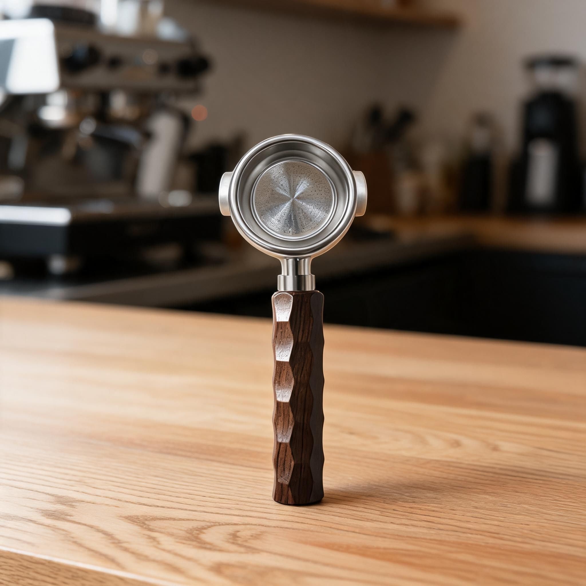 Portafiltro 58mm Sin Presión para acero Inoxidable Mango para madera para Petrus 3888 3992 Cesta Filtro para espresso