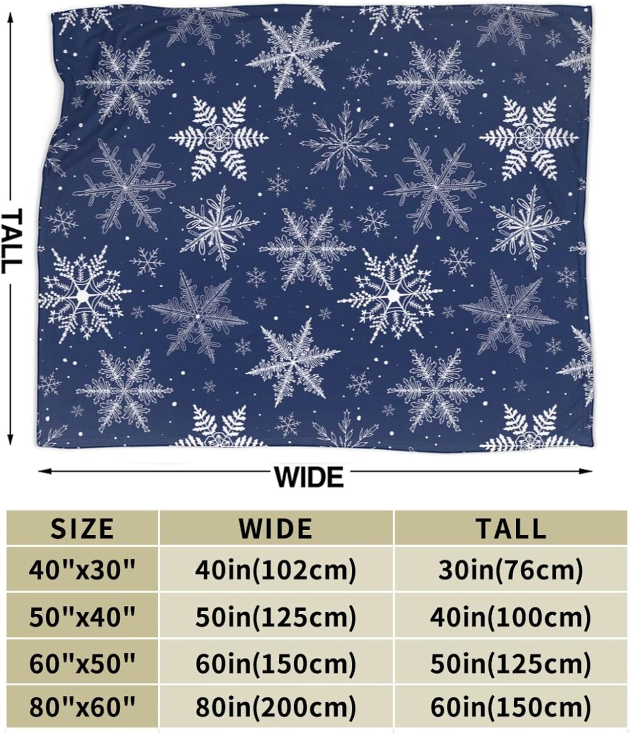 Winter Snowflakes Blue Fleece Blanket Lightweight Ultra-Soft Christmas Throw Blanket for Sofa Couch Bed Camping Travel - Super Soft Cozy Microfiber Blanket 50"X40" - Image 3