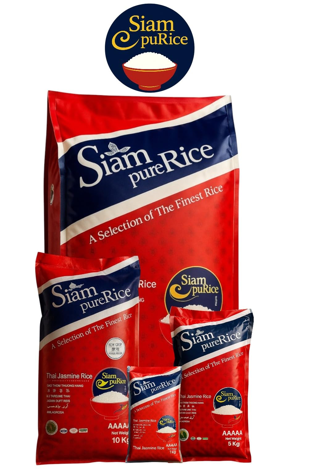 Siam Pure Rice Thai Jasminreis, AAAAA Premium Qualität, 20 kg Großpackung, Produkt aus Thailand