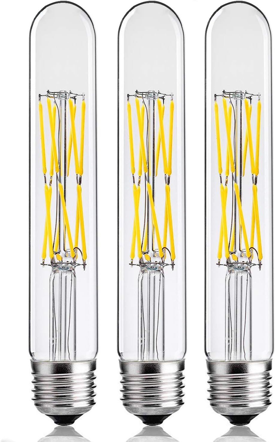 Leools 12W Dimmable Edison Led Tubular Bulb T10/T30,E26 Medium Base Filament Lamp 100 Watt Equivalent 4000K Daylight Glow,Vintage Antique Bulbs,7.3in(185mm),3-Pack