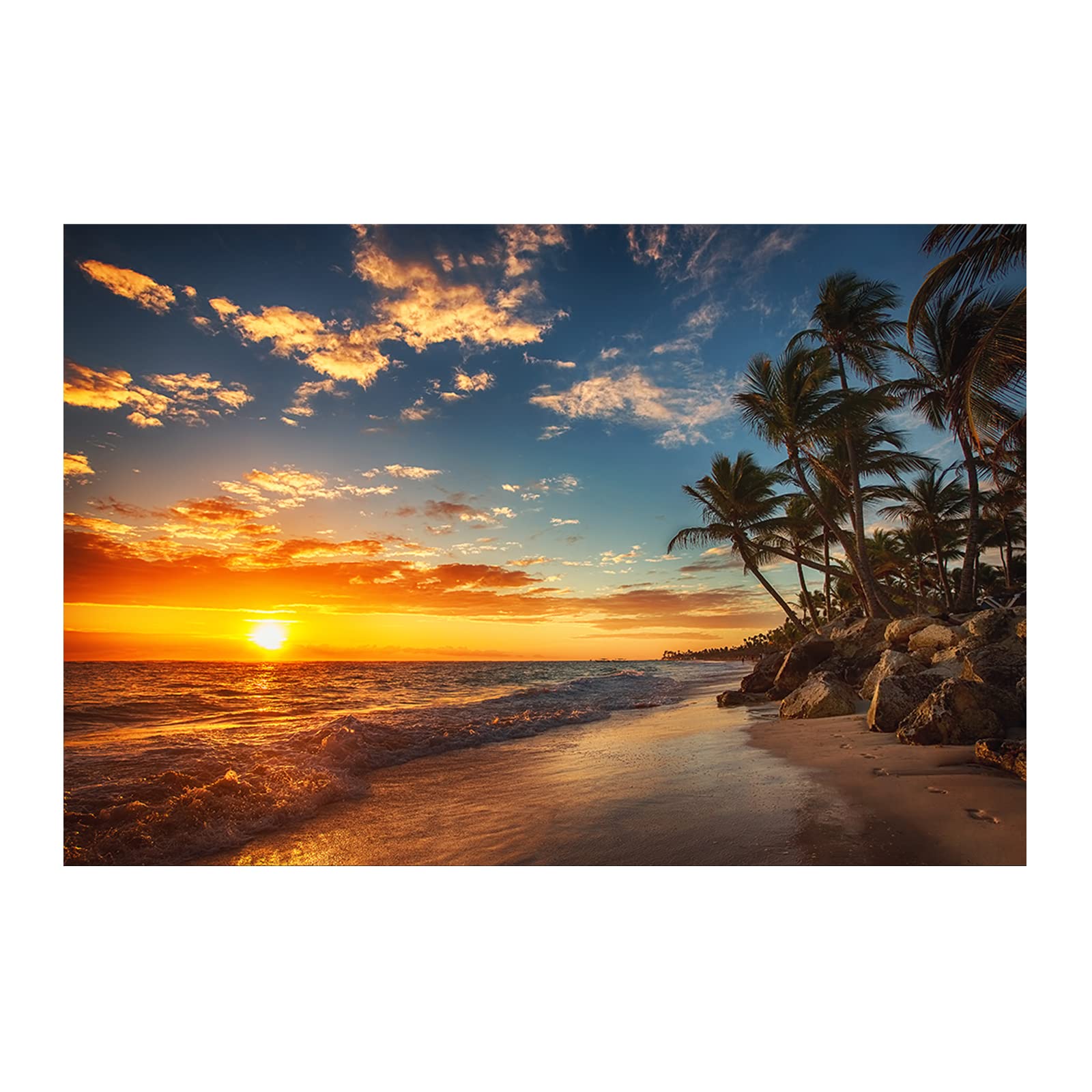 DZL Art S74769 Canvas Painting Print Paradise Tropical Island Beach with Palms Photograph Print Nature Pictures Wall Art Canvas Prints Painting for Living Room Bedroom Decor Office Wall Decor
