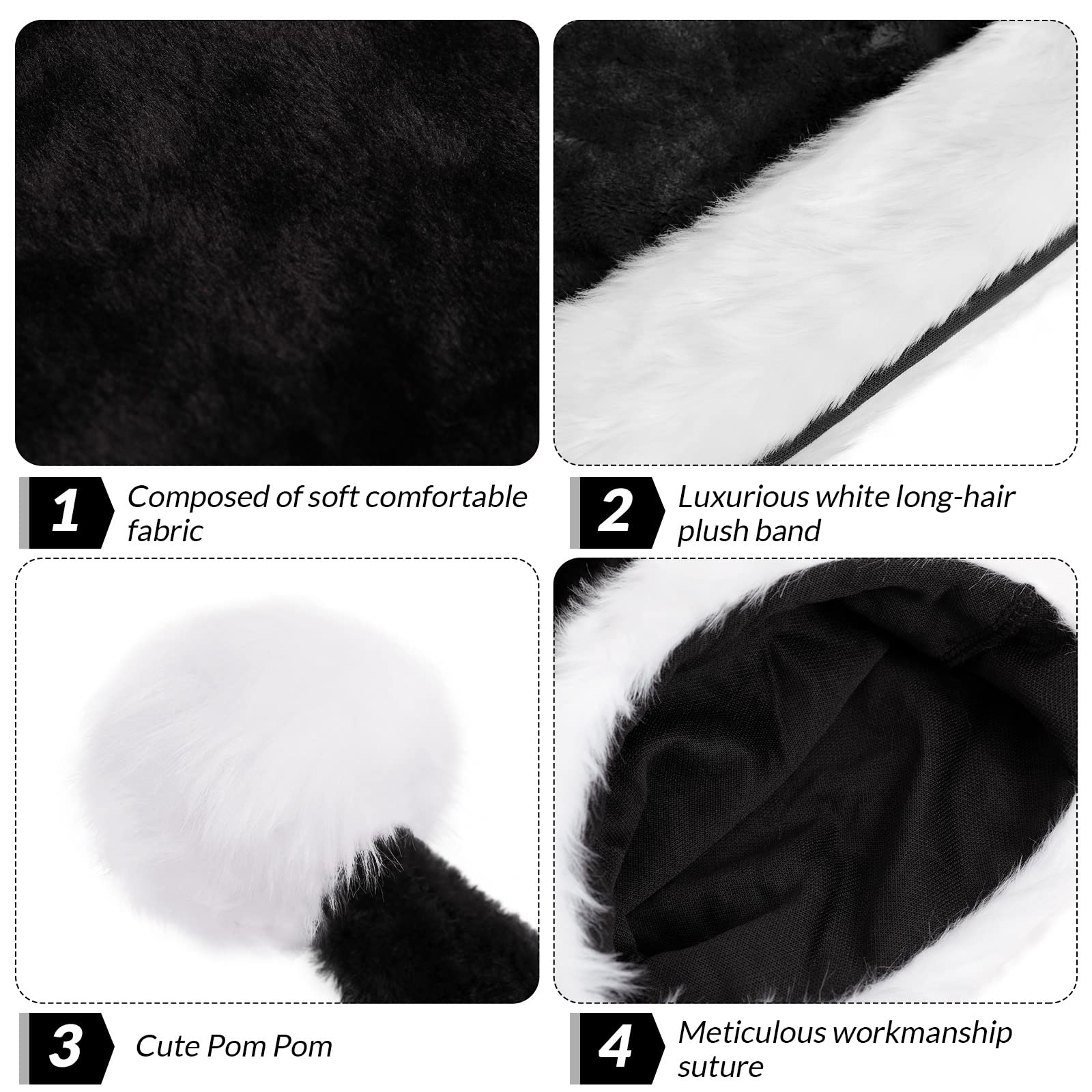 KONVINIT Cappello Natale,Cappello Babbo Natale Adulti,Cappello Babbo Natale Lungo,Cappello Babbo Natale Peluche per uomo e donna