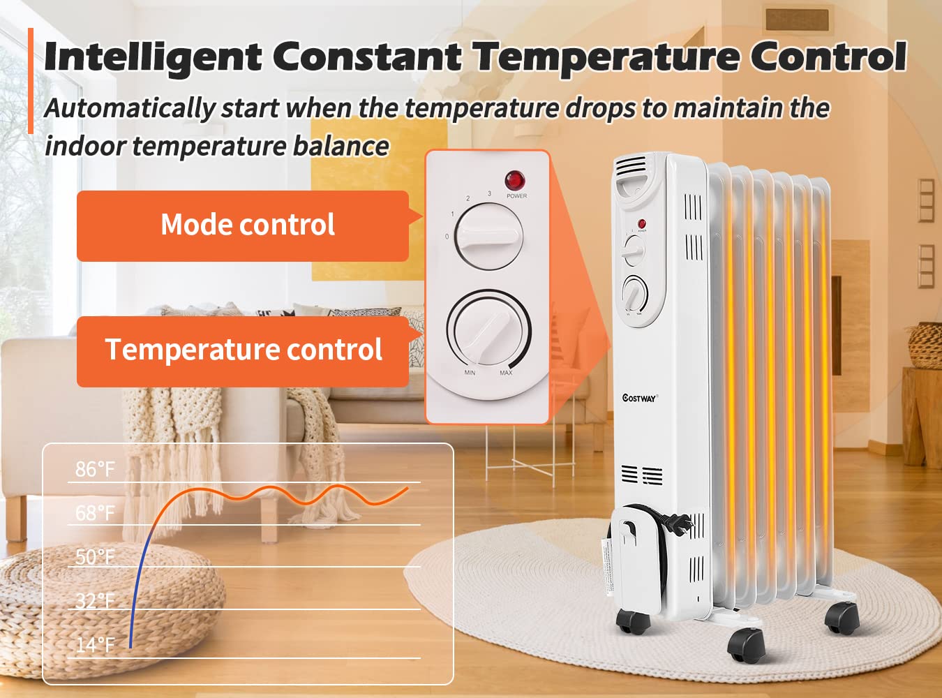Amazon.com: ARLIME Electric 1500W Oil Filled Radiator Heater, Portable  Radiant Space Heater, Quiet Oil Filled Electric Heaters with Adjustable  Thermostat, 3 Heat Settings, Overheat u0026 Tip-Over Protection, Electric Space  Heaters for Room