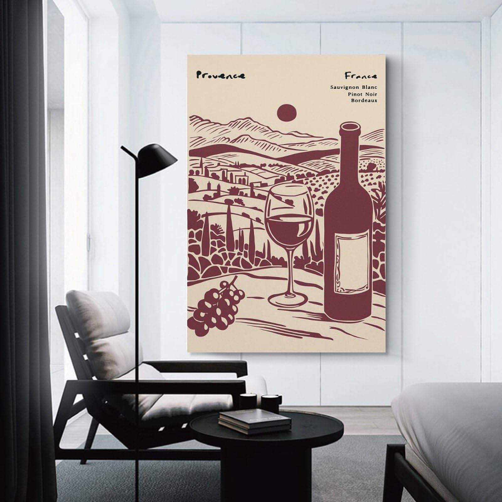 Junmoney Unframe-Style-12 Wall Decor Canvas Print Provence Wine Country Illustration, 16X24inch(40X60cm), For Sofa Walls, Lounge Or Home Corners, Modern Wall Decor For Cosy Interiors