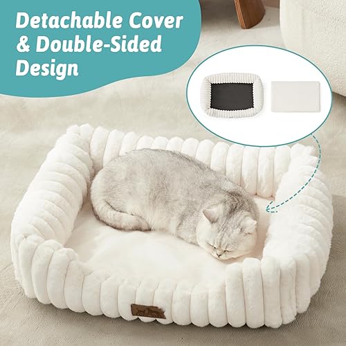 Miniatura 5 de Cama ortopédica para perros pequeños y gatos, cama rectangular lavable para mascotas con parte inferior antideslizante, cama suave y calmante para