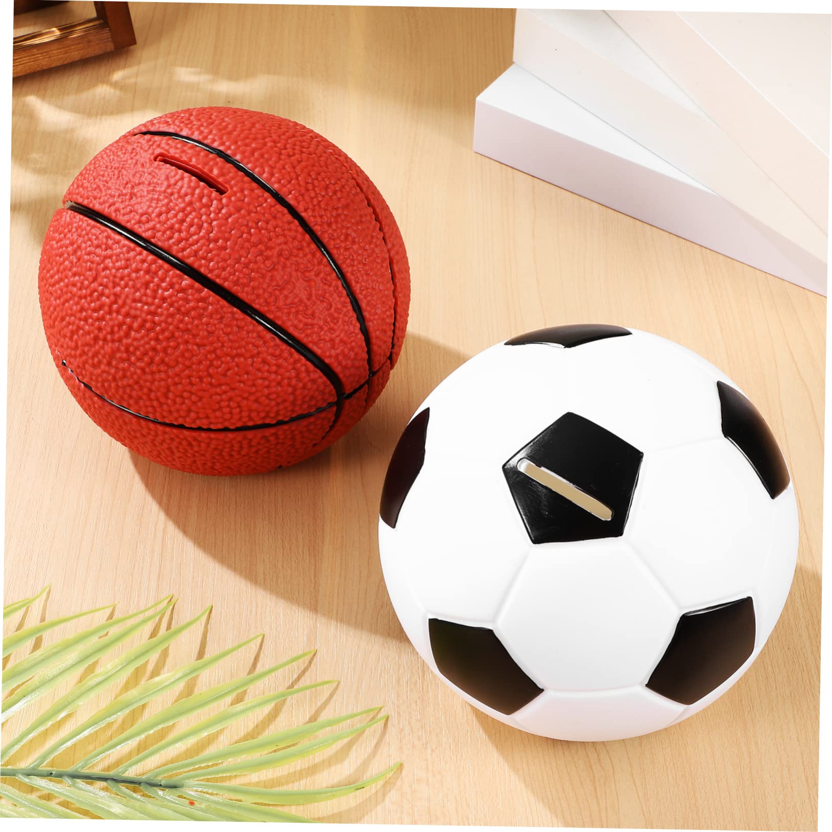 BESTonZON 2 Pezzi Salvadanaio Cartoni Animati in Vinile, Palla da Basket Calcio, Formato Portatile per Risparmio Soldi, Casa e Compleanno