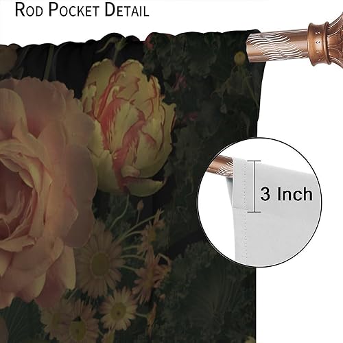 Miniatura 320 de Retro 70s Floral Blackout Window Curtains, Watercolor Flower Plant Rustic Modern Style Pattern Window Drapes, for Bedroom Living Room 42x45in 2