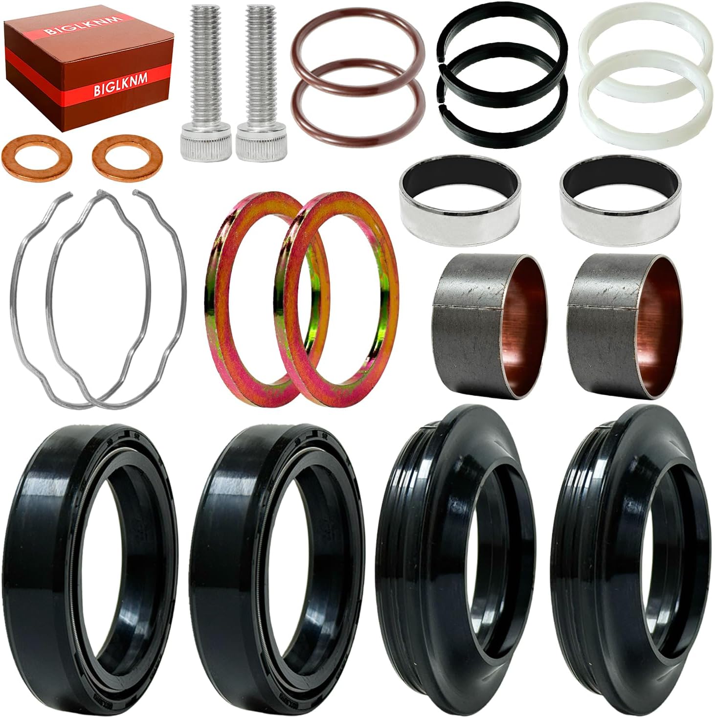 39mm Front Fork Bushing Dust Seal Fit for XL883 XL1200 Sportster 883 1200 1990-2013 FXD Dyna 1991-2005 Replaces 495607 Fork Seal Rebuild Kit