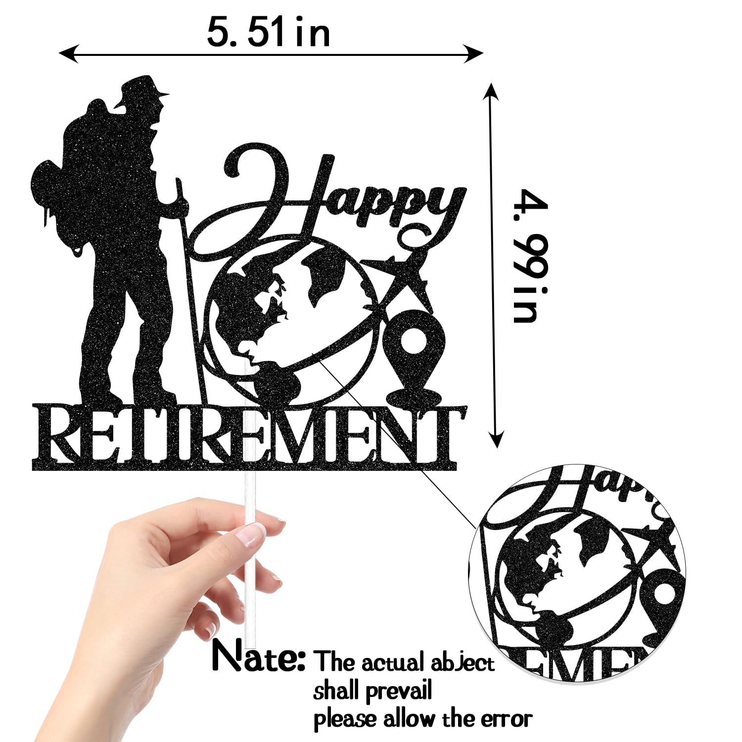 Happy Retirement Cake Topper Retirement Party Decoration the Legend Has Retired Farewell Going Away Party Decoration Funny Official Retired Party Supplies Black Glitter - Image 2