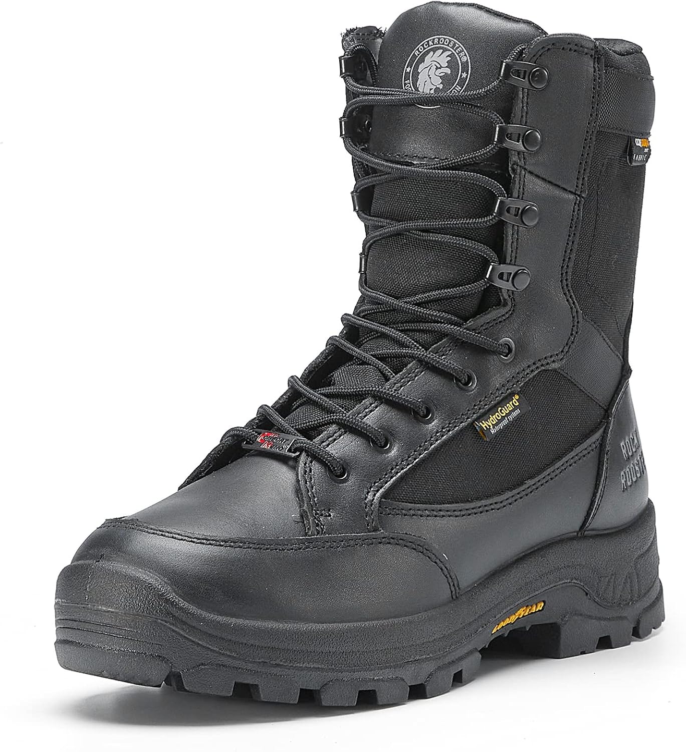 ROCKROOSTER M.G.D.B Waterproof Military and Tactical Boots for men, 8 inch X-wide Soft toe, Comfortable Motorcycle Anti-Fatigue Boots