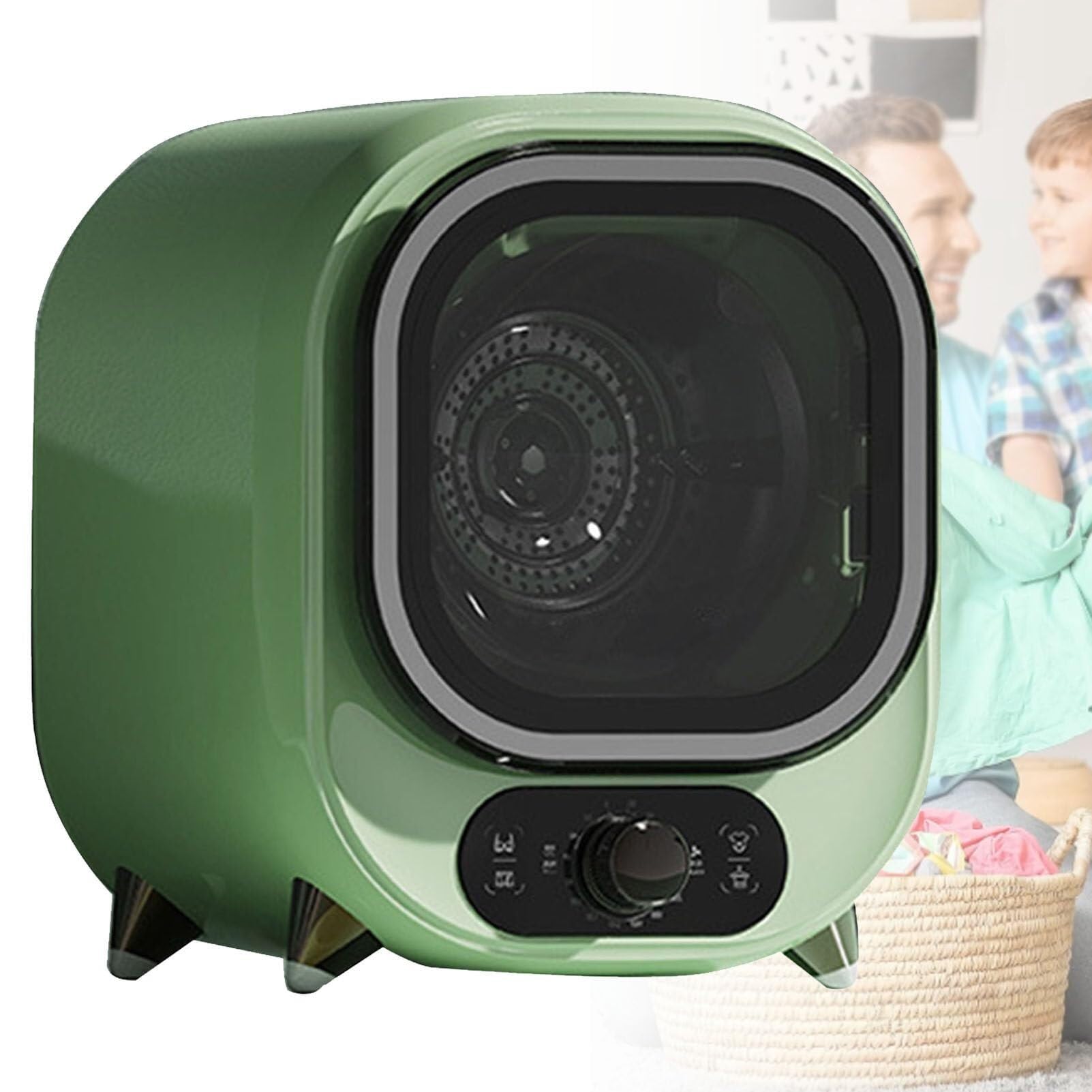 Secadora de condensador pequeño, 5 kg de capacidad, compacta y portátil, perfecta para el hogar, apartamentos y caravanas, secadora giratoria con capacidad de carga de 0,8 kg (verde)