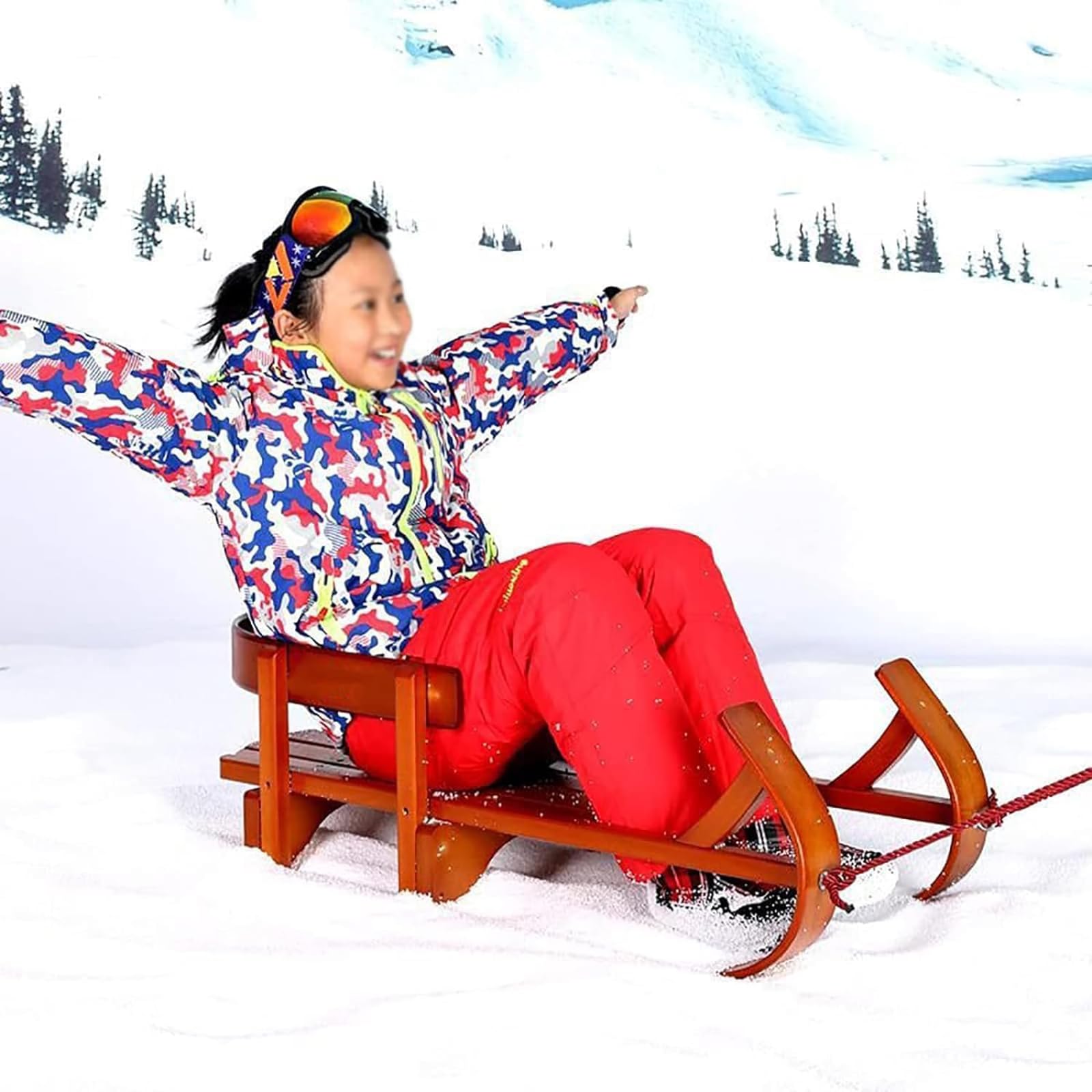 背もたれ付き子供用そり、子供用木製スキーそり、無垢材スキーラック、ドローコード付き冬の屋外スキースポーツおもちゃ株式会社錦88ポンドまで保持 Amazon.co.jp: 子供用そり キッズ木製雪そり 木製そり 背もたれドロー