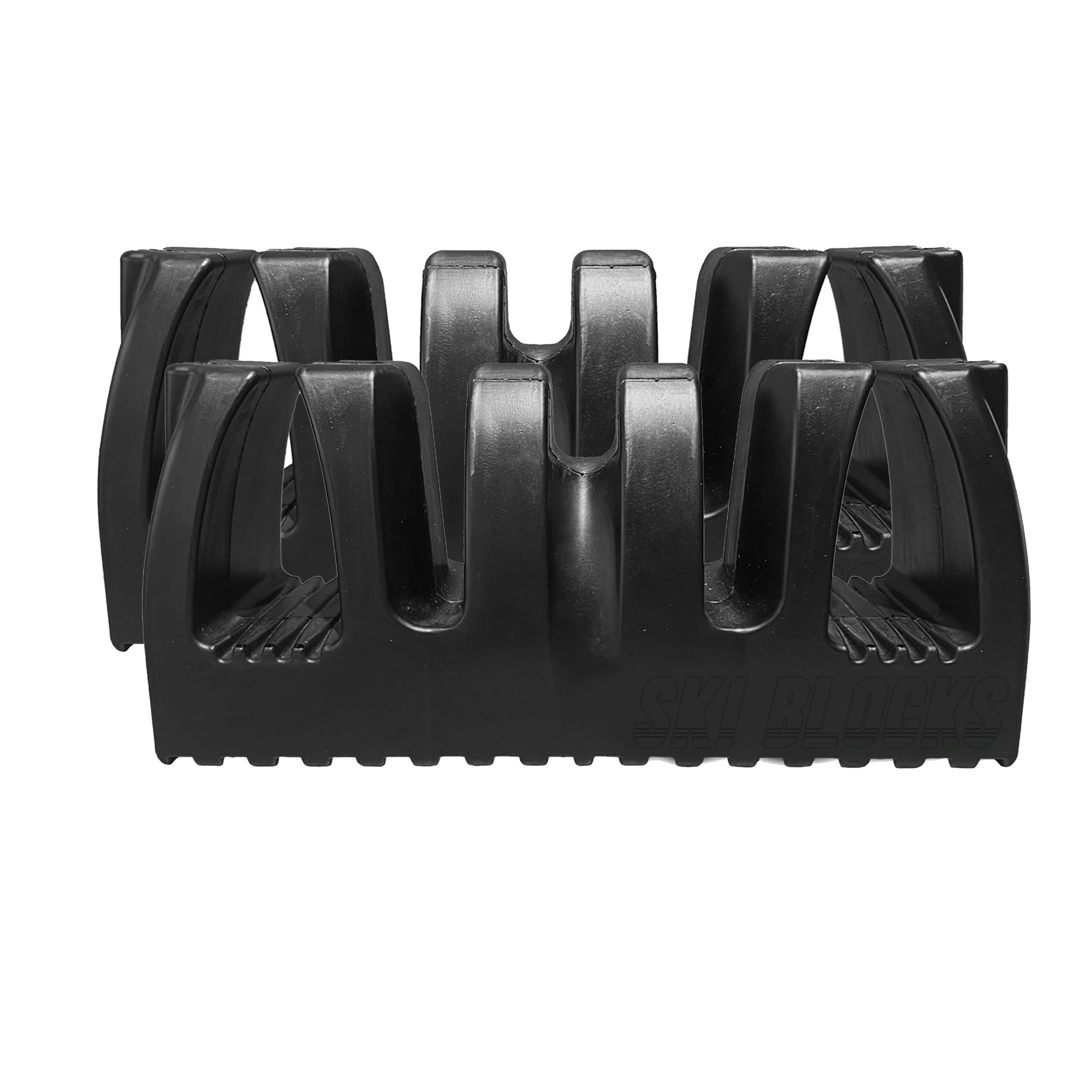 SKI Blocks V2 Ski Blocks - Set of 2 - Ski Storage Rack - Fits Any Ski - Secure, Non-Slip Design - Ski and Snowboard Safeguard - Holds 6 Skis - Portable Protection - Cargo Box, Ski Bag (Black)