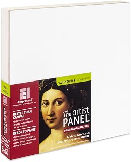 Ampersand Art Supply Wood Gesso Art Painting Panel: Canvas Texture, 3/4 Inch Cradle, 6" x 6"