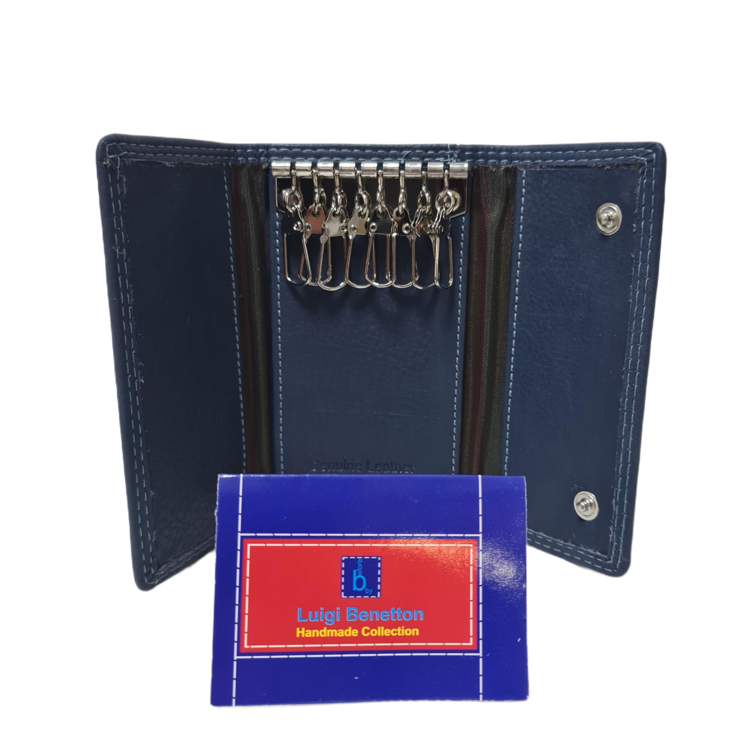 Luigi Benetton Portachiavi Vera Pelle Uomo Donna Chiavi Lunghe 8 Ganci Dimensione 13x6x2 Art. 3004/3104
