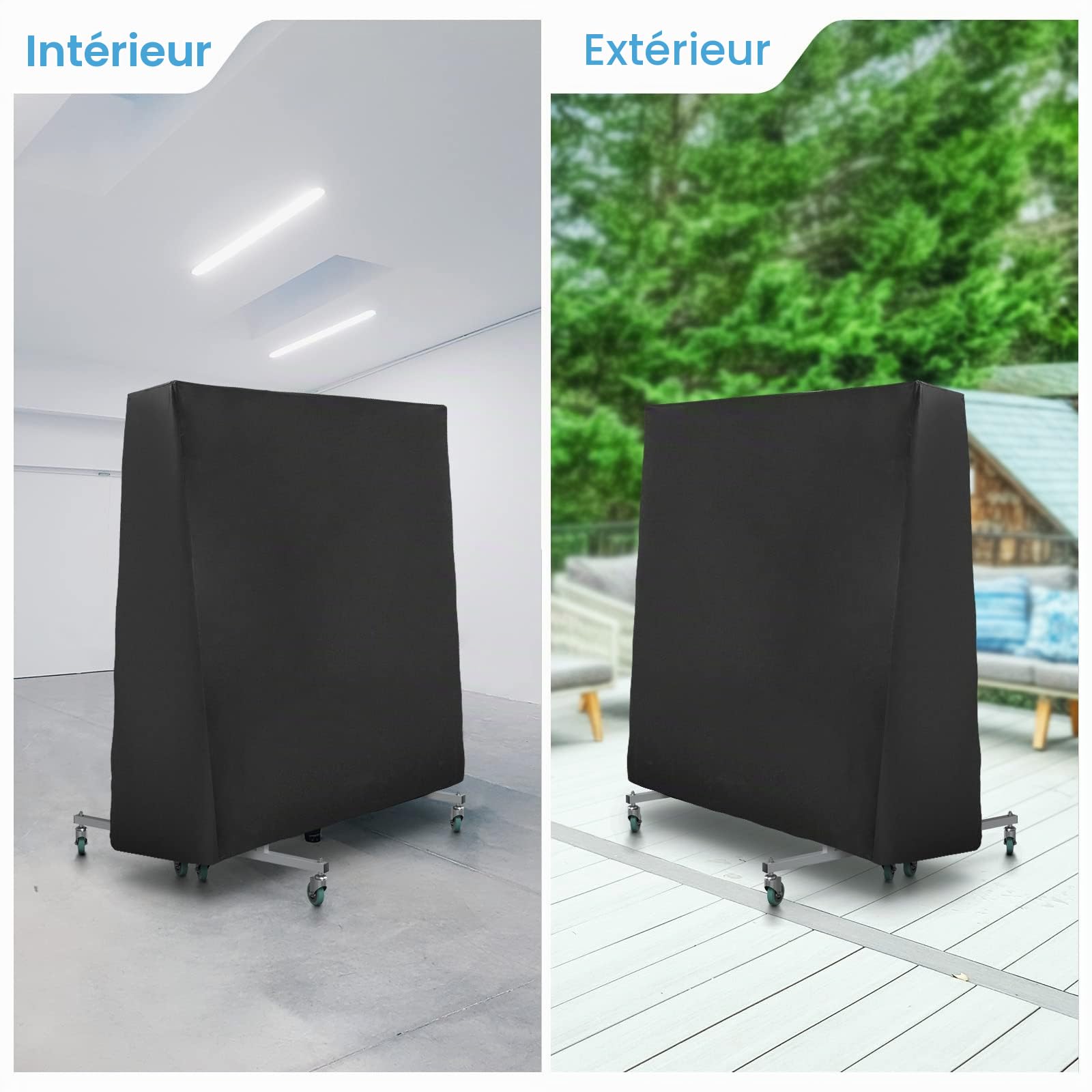 Couverture de Table de Ping Pong,GUANJUNE Housse de Table de Ping Pong Étanche pour Extérieur et Intérieur, Anti-UV & Coupe-vent (165 × 70 × 185cm)