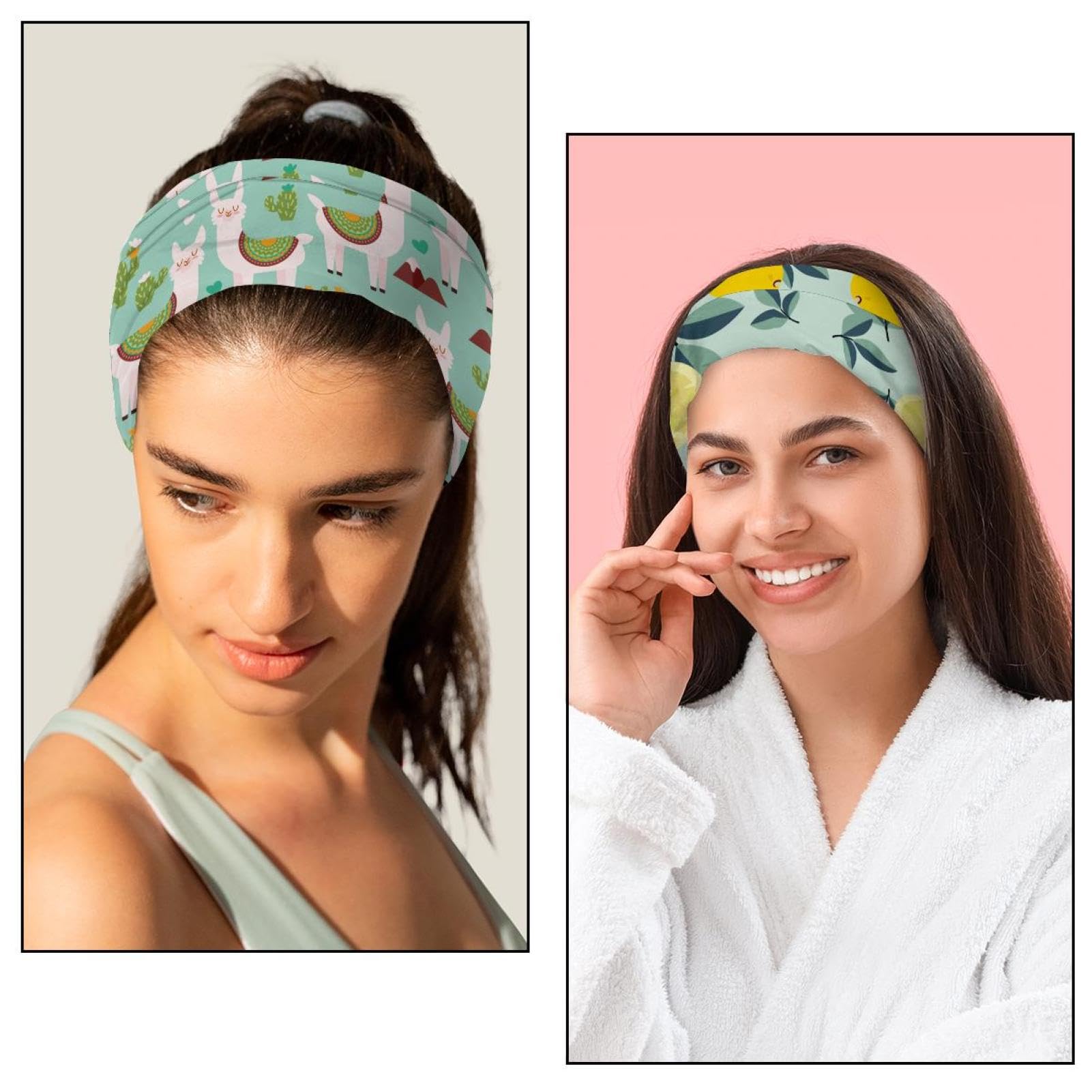 Lot de 6 bandeaux larges pour femme - Turban antidérapant - Couronne mignonne - Rose - Élastiques - Pour yoga, sueur, sport, entraînement