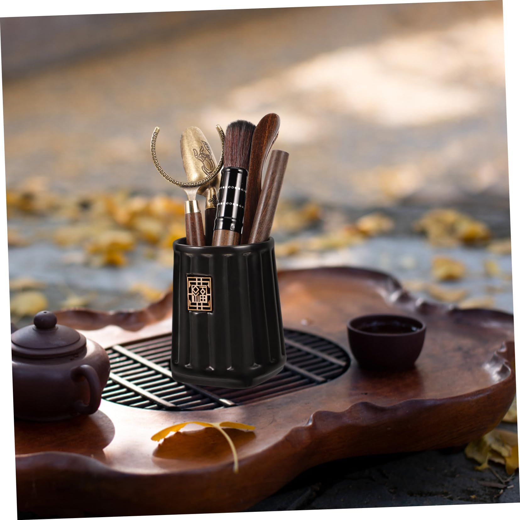 OUNONA 3 Sets Tee Kunst Set Chinesisches Teezeremonie Zubehör Tee Zubehör Für Teeliebhaber Frauen Tee Zubehör Tee Utensilien Teelöffel Für Losen Tee Gongfu Tee Zubehör Keramik