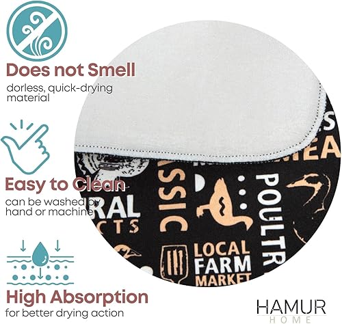 Miniatura 6 de HAMUR - Tapete de microfibra para secado de platos, de 16 x 18 pulgadas, tapete de drenaje de platos súper absorbente para encimera de cocina,