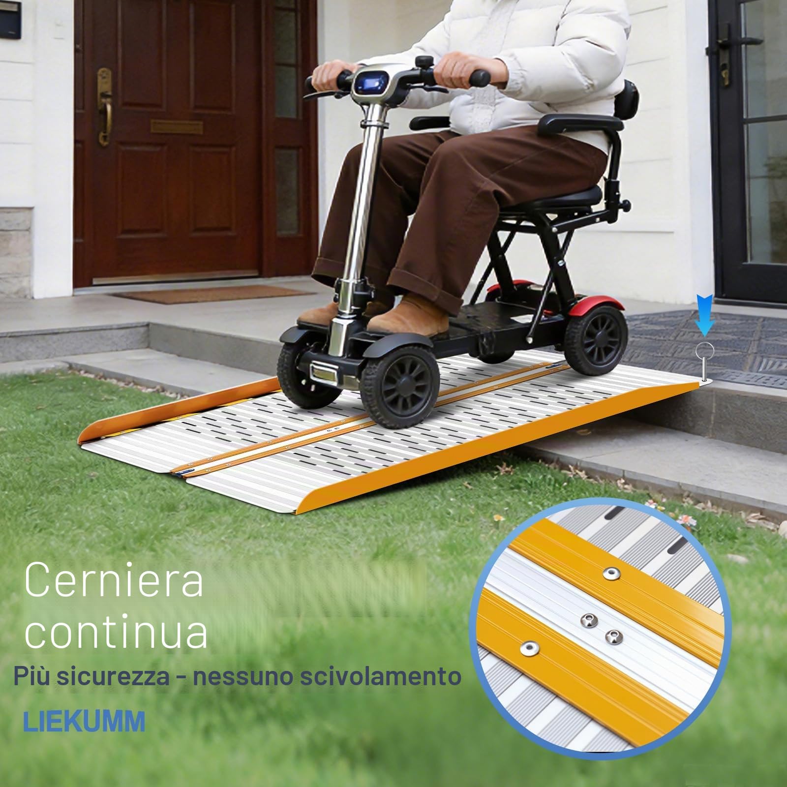 LIEKUMM - Rampa pieghevole per sedia a rotelle, per gradini, scale e porte, per diversamente abili, portata fino a 300 kg, 61 cm × 73 cm