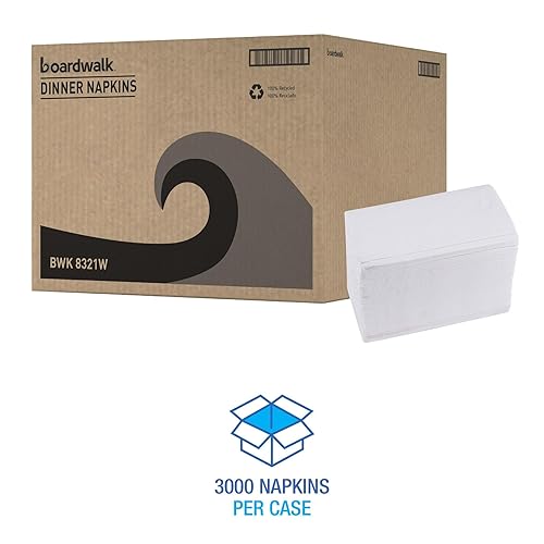 Miniatura 3 de Boardwalk Servilletas de cena de 18, 2 capas, 15 x 17, blancas, 300paquete, 10 paquetescaja