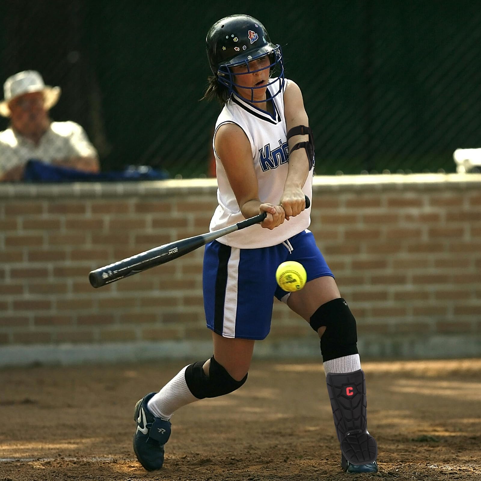 Cienfy Batter's - Protector de pierna de béisbol con correas ajustables, para jóvenes y adultos