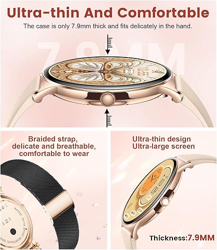Miniatura 9 de LIGE Relojes inteligentes para mujer con respuestahacer llamadas, reloj inteligente HD AMOLED de 1,43 pulgadas con más de 120 rastreadores de
