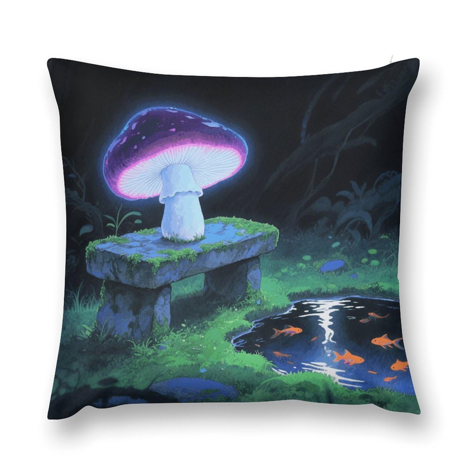 VstaDank Blacklight Mushroom Throw Pillow Cover with Hidden Zipper Farmhouse Couch Pillow Cover Cozy Soft Short Plush Cushion Case Fashion Square Decorative Pillow Cover for Living Room
