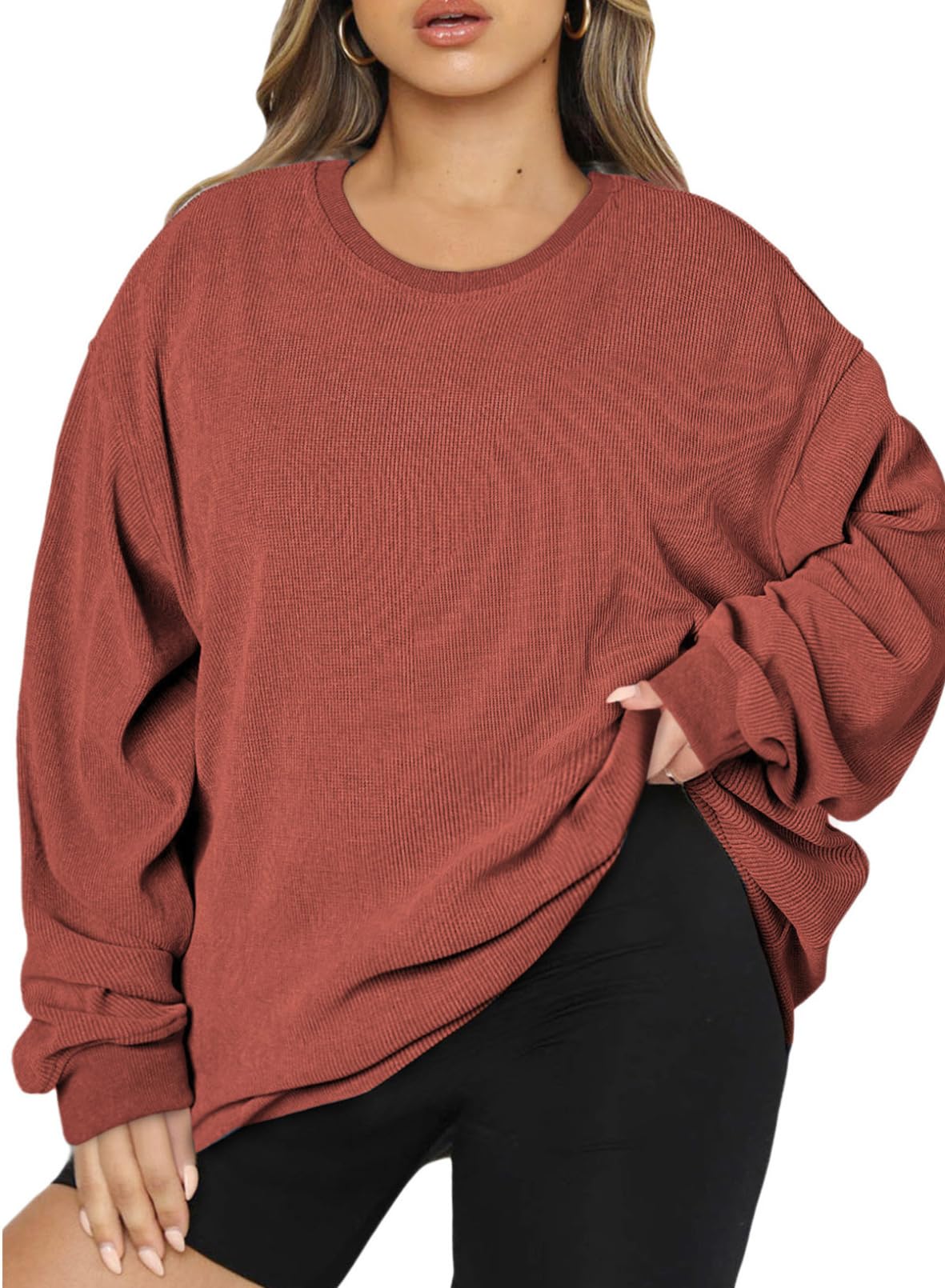 1XL Plus Size Sweatshirts Long Sleeve Crew Neck Casual Oversized Soft Pullover Tops Shirts(1X-5X)