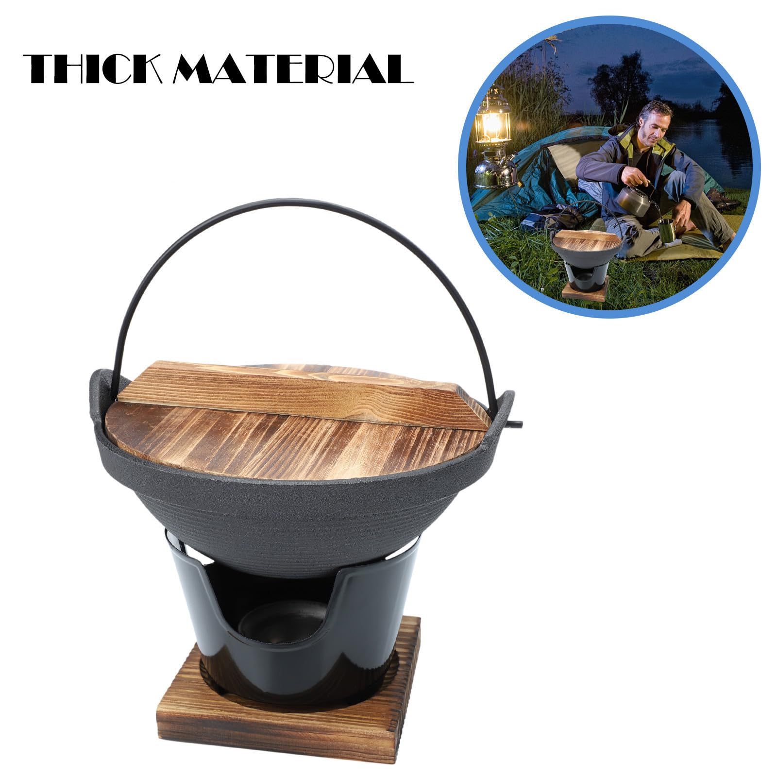 Olla de Hierro Fundido Japonesa Sukiyaki para Camping y Cocina