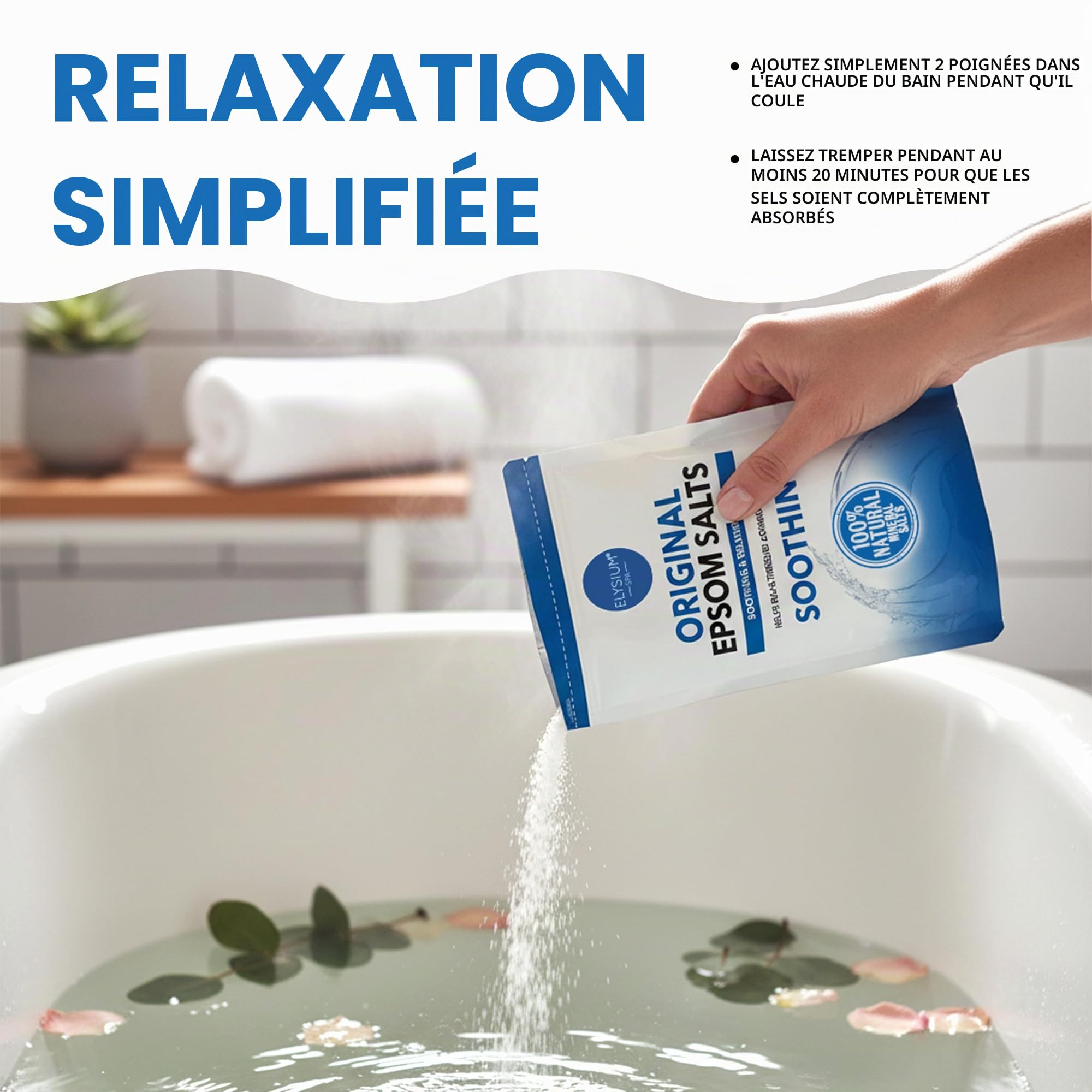 Elysium Spa Sels d'Epsom naturels originaux 1 kg