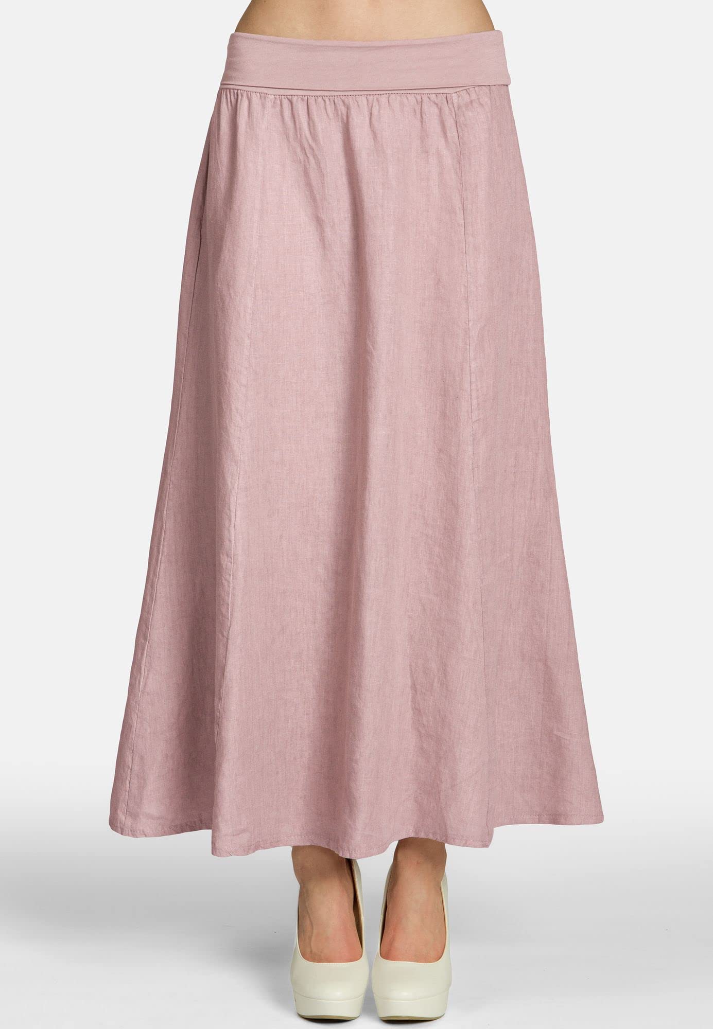 Caspar RO019 Damen Langer Maxi Sommer Leinenrock