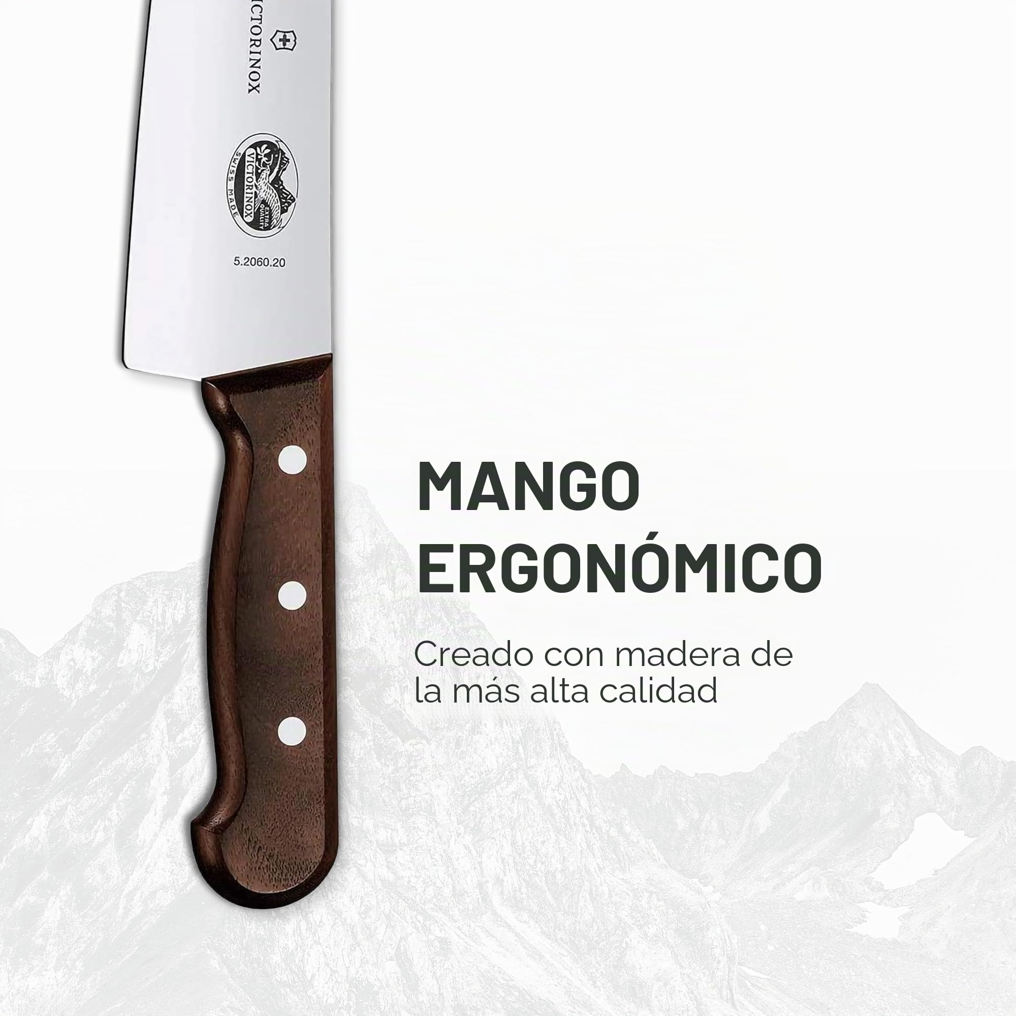 Victorinox Wood, Cuchillo para trinchar, Cuchillo de cocina, Filo recto, Hoja extra afilada, Acero inoxidable, Mango de madera