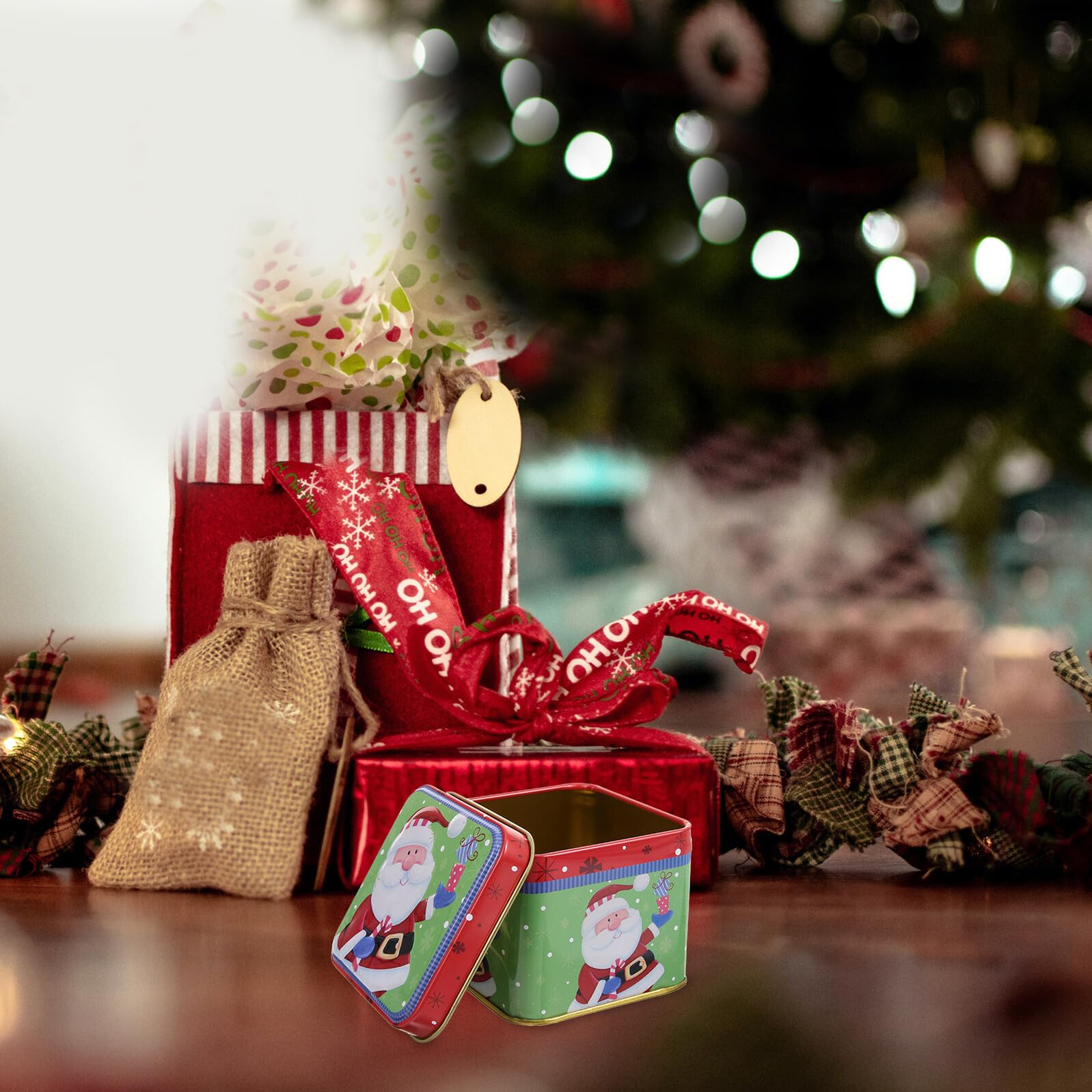 NUOBESTY Set da 6 Barattoli di Natale in Metallo Scatole per Biscotti e Caramelle Natalizie Contenitori Metallici Resistenti per Dolcetti Confezione Regalo Portatile per Feste di Natale