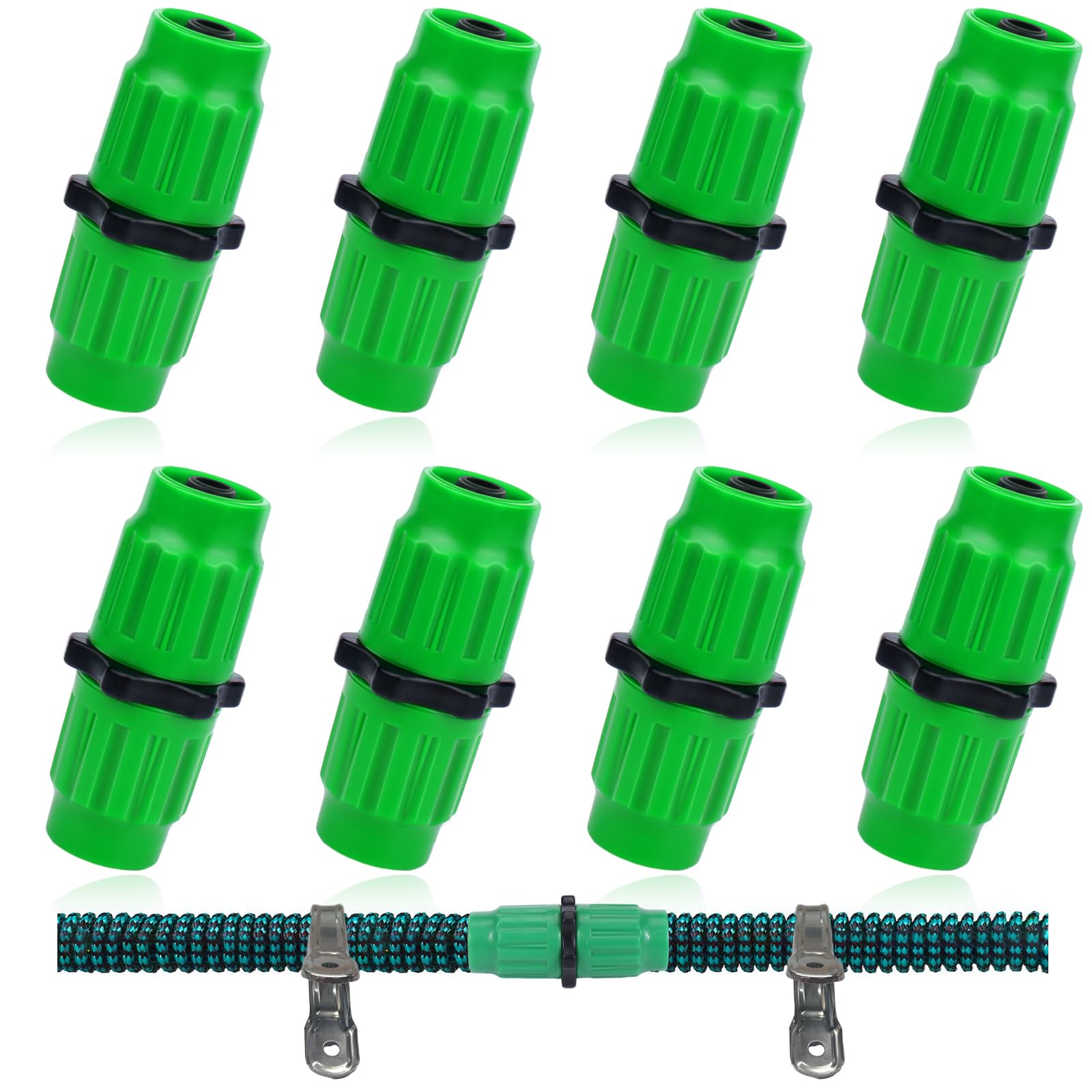 Photo 1 of Vodolo Expandable Garden Hose Repair Kit,8 PCS Dual-Channel Hose Female Male Connectors Accessories with Metal Clamp Compatible with Pocket Hose Fit for 3/4" or 5/8" Garden Hose Fitting