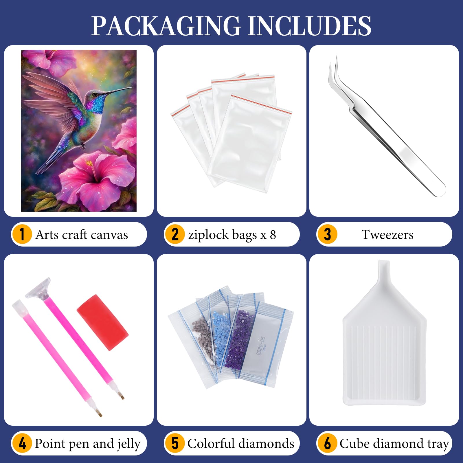 Kits de arte de diamantes de colibrí para adultos, kits de pintura de diamantes para adultos principiantes, kits de arte de gemas redondas 5D para adultos, kits de manualidades para decoración de