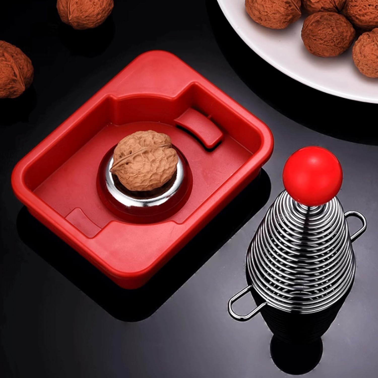Stainless Steel Spring Nut Crackers Funny Nut Shell Crushing Tool Multifunctional Walnut Shell-Breaking Tool for Friends Gift
