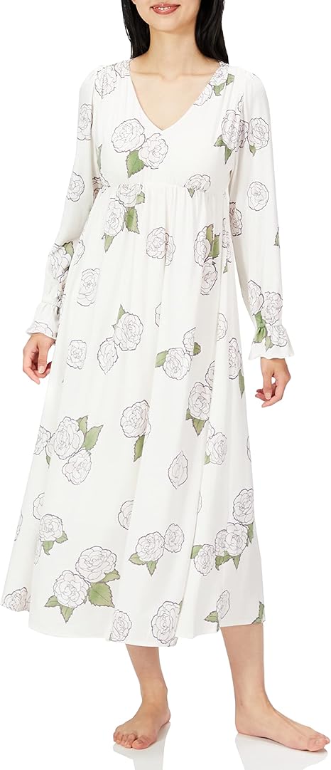 Amazon Co Jp ジェラート ピケ ミュシャと椿姫 椿柄ロングスリーブドレス Pwco レディース Ivr F 服 ファッション小物