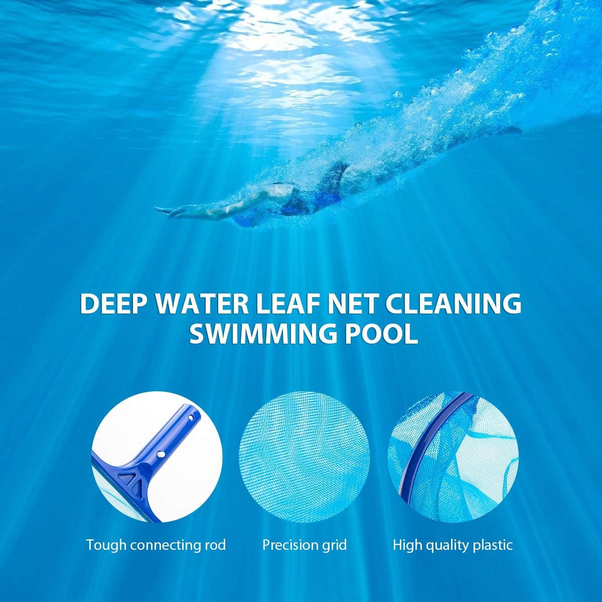 IEBIYO Pool Skimmer Net, Thick Deep Bag Pool Skimmer with Durable Nylon Micro-Mesh Net and Well Made Frame, Fits Most Standard Pole for Swimming Pool Cleaning