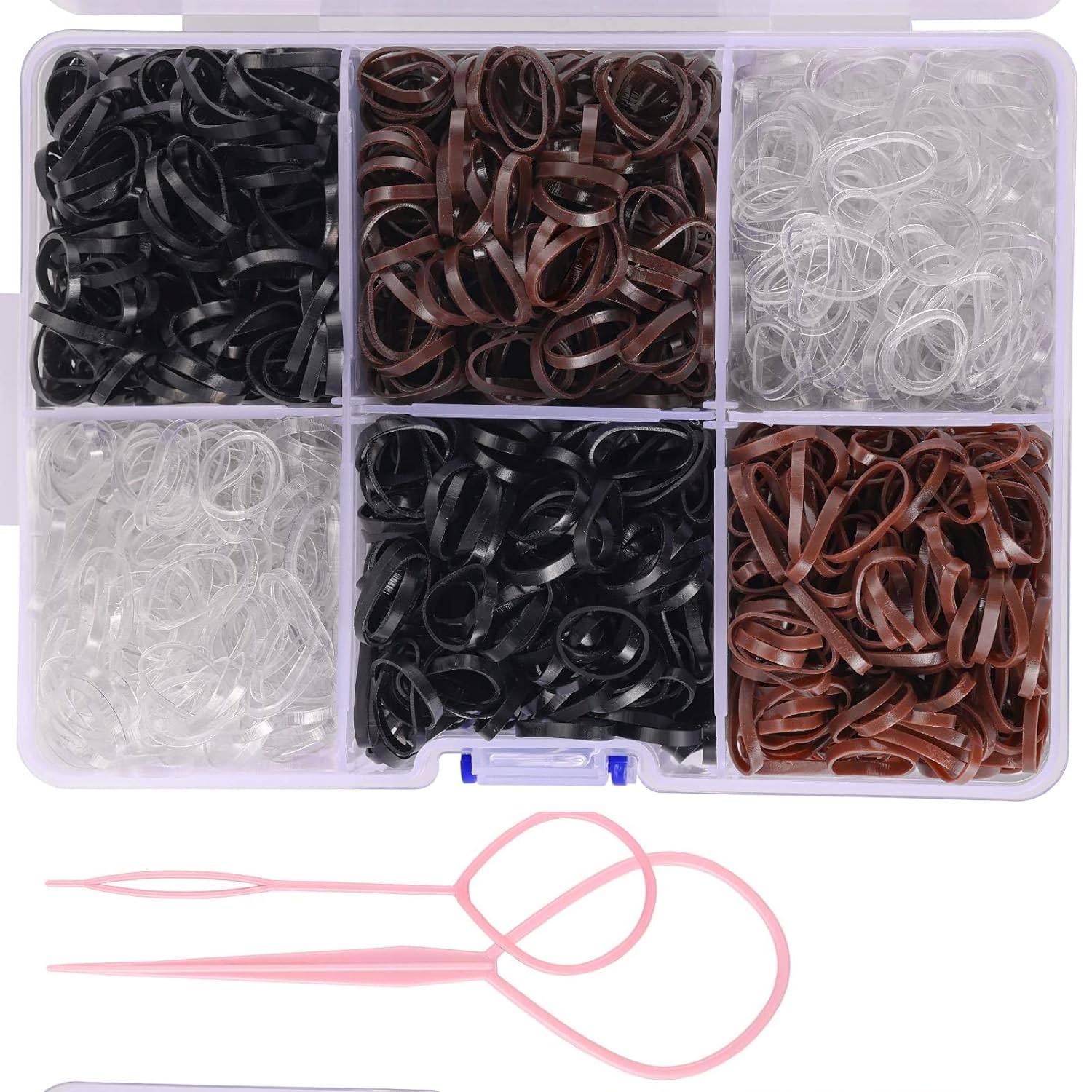WUBAYI 2500 Gomas del Pelo Pequeñas, Gomas Invisibles Transparentes/Negras/Marrones, Horquillas Mini para Mujeres Niñas Hombres Niños, Bandas de Goma Suaves para Peinados Infantiles/Bodas